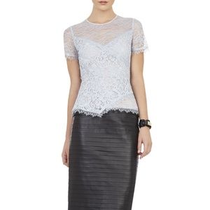 BCBGMAXAZRIA lace peplum top